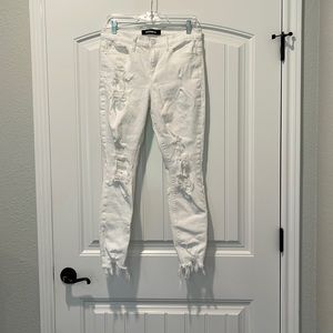 Express White Distressed Mid Rise Jean Legging 4R